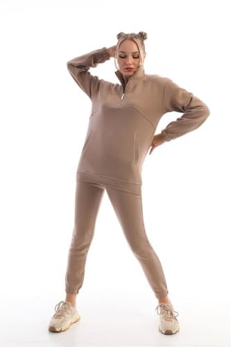 Kadın Eşofman Takımı Pamuklu Dik Yaka Slim Fit