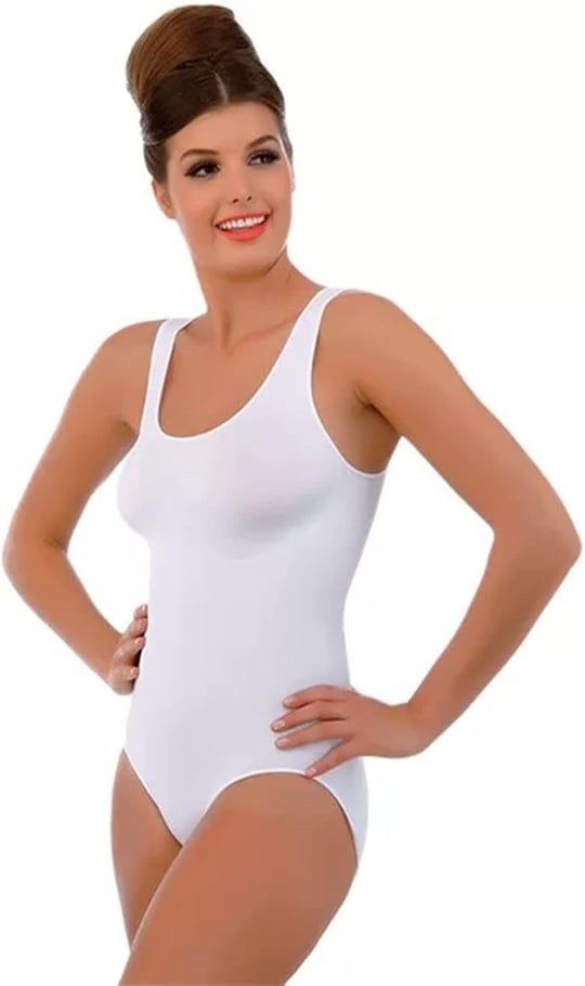 Kadın Geniş Askılı Beyaz Slip Body Korse 9004