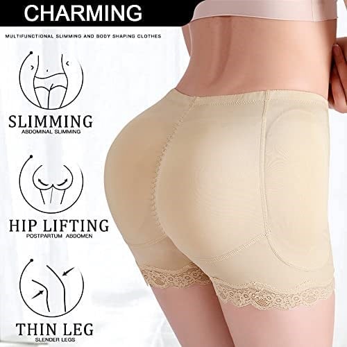 Kadın kaldırıcı bel eğitmen Shapewear külot 4 çıkarılabilir pedleri dantel vücut şekillendirici elastik bel şekillendirici külot kalça arttırıcı karın kontrolü daha büyük sahte