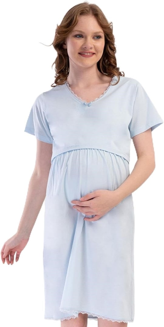 Kadın Kısa Kol Lohusa Mavi Tunik C5T9N1O904 - Bedenler: S, M, L, XL