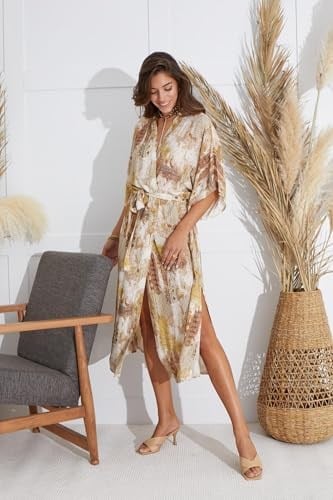 Kadın Kısa Kol Uzun Bej Kimono C9T5N651