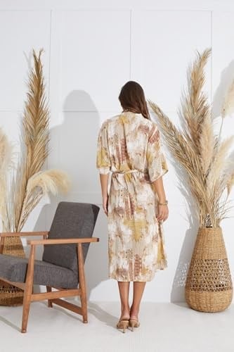 Kadın Kısa Kol Uzun Bej Kimono C9T5N651