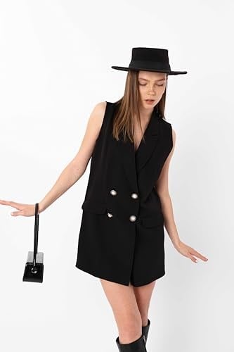 Kadın Kruvaze Kapama Kolsuz Şortlu Blazer Tulum | Düğmeli Yazlık & Mevsimlik Şık Tulum