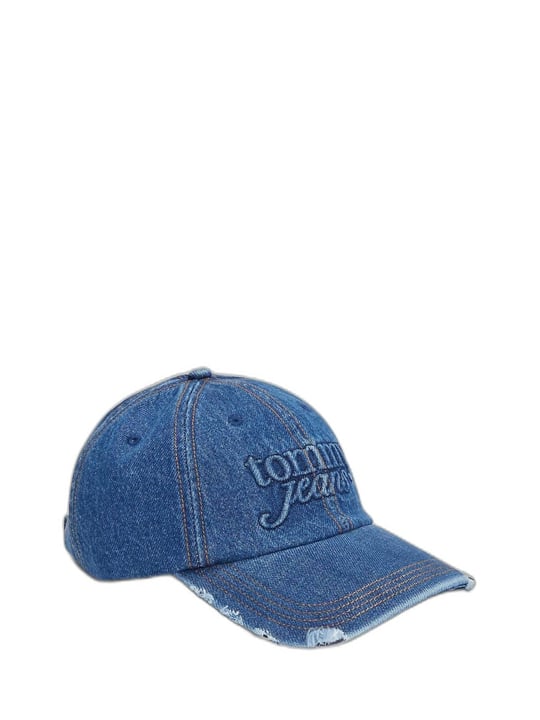 Kadın Logo Kabartmalı Ayarlanabilir Tokalı Pamuklu Denim Lacivert Spor Şapka AW0AW18094-1A7