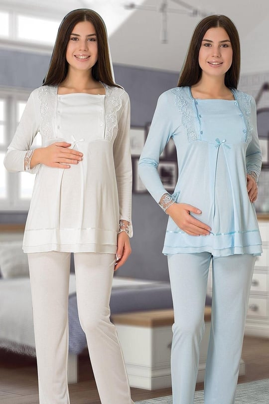 Kadın Mavi Hamile Lohusa Gecelik (Mavi / 2XL)-HW2016EF-869804IGP26320