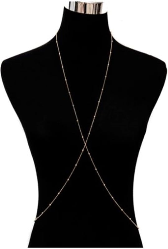 Kadın Mini Top Boncuklu Stylish Vücut Zinciri, Bel Zinciri, Vücut Aksesuarı - Gold - 113