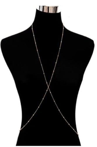Kadın Mini Top Boncuklu Stylish Vücut Zinciri, Bel Zinciri, Vücut Aksesuarı - Gold - 113