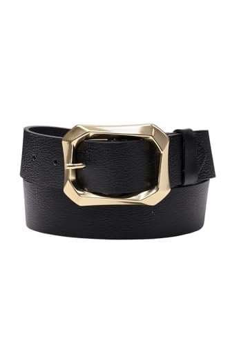 Kadın Moda Gold Renk Tokalı, Tek parça yumuşak hakiki deri Koyu Kahverengi kemer, Genişlik 3.8 cm