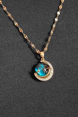 Kadın Paslanmaz Çelik Gold Zincir Yıldız Gökyüzü Kolye