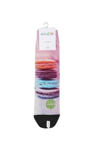 Kadın Renkli Makaron Baskılı Bambu Çorap Pembe 36-41