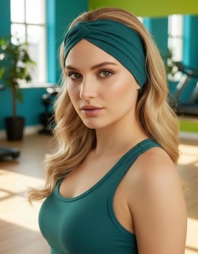 Kadın Saçları Esnek Bükümlü Saç Bantları, Düz Renk, Kaymaz Yoga, Egzersiz, Koşu, Fitness Yumuşak Pamuklu Kumaş, Kadınlar için Esnek Saç Bantları - Seçenekler: 1 Size, 1 Count (Pack of 1)