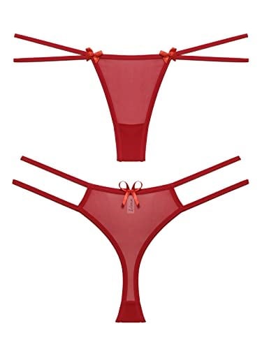 Kadın Seksi Iç Çamaşırı Transparan Yarım Kırmızı Fantezi Külot