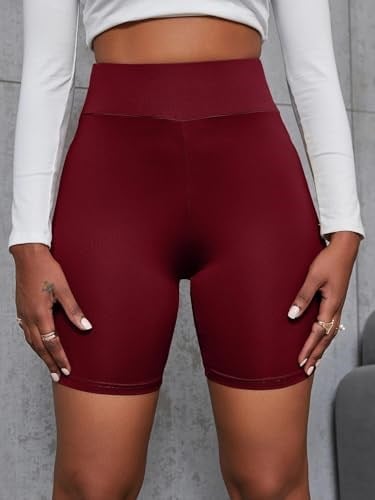 Kadın Siyah Yüksek Bel Spor Şort - Bel Kontrolü Olan Yoga Koşu Fitness Şortları - 4097