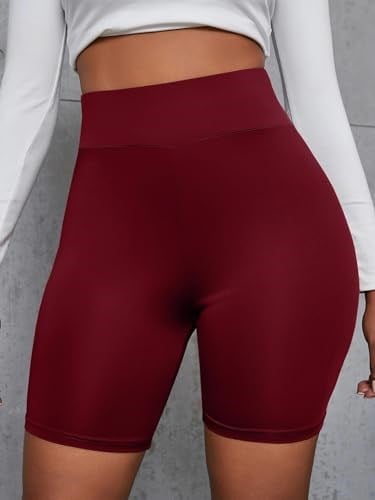 Kadın Siyah Yüksek Bel Spor Şort - Bel Kontrolü Olan Yoga Koşu Fitness Şortları - 4097