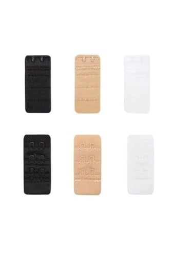 Kadın Sütyen Uzatıcısı, 3lü Set, Siyah+Beyaz+Ten Renk