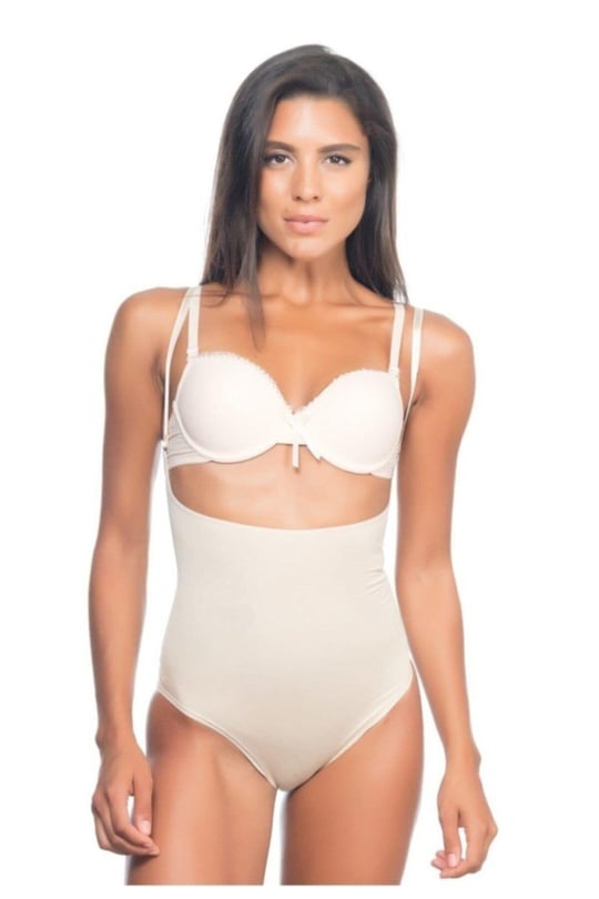Kadın Ten Rengi Toparlayıcı Göğsü Açık Body Slip Korse