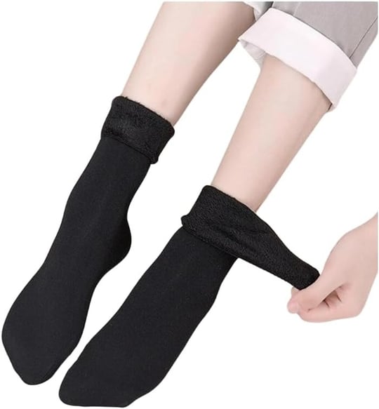 Kadın Termal Çorap, Siyah, İçi Peluşlu Polar, Kalın Kışlık,%80 Polyester%20 Elastan, 35-39 Numara