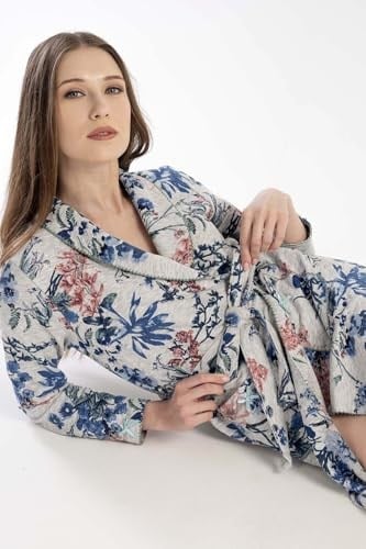 Kadın Uzun Kol Kapitone Gri Melanj Sabahlık C2T0N1303