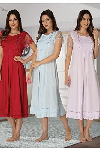 Kadın Vişne Hamile Lohusa Gecelik (Kırmızı/L)-HW2052EF-869804IGP26413