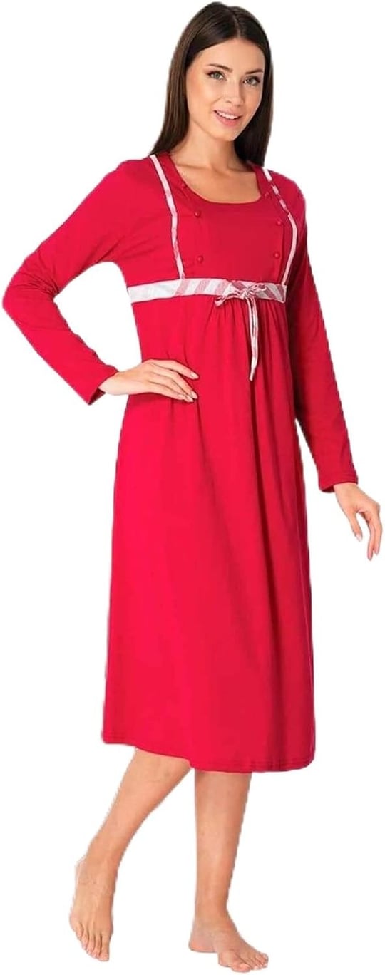 Kadın Vişne Hamile Lohusa Gecelik (Vişne/M)