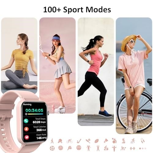 Kadınlar için Akıllı Saat - Aramaları ve AI Sesini Yap/Cevapla,Kalp Hızı SpO2 Uyku Monitörü ile 1.8 inç HD Fitness İzle,IP68 su geçirmez,100+ Spor Modları Etkinlik İzleyiciler,Android iPhone için Adım