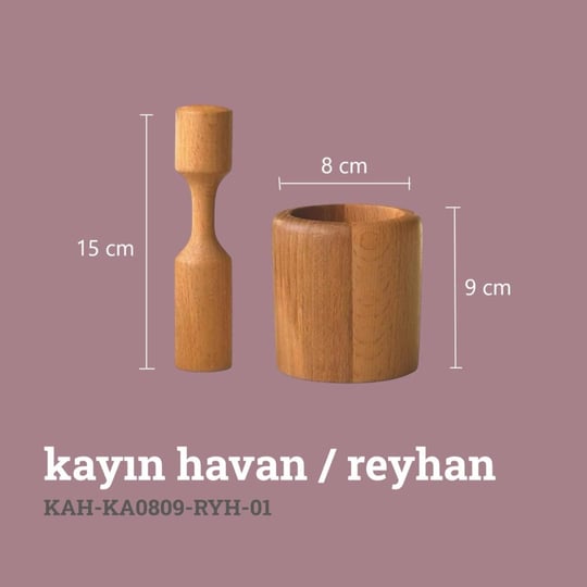 Kaf Ahşap Kayın Havan / Reyhan
