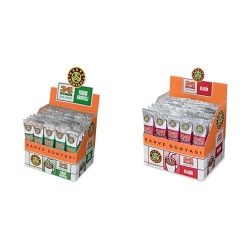 KAHVE DUNYASI 2si 1 Arada Fındık Aromalı ve Klasik Hazır Kahve 40lı Paket (12 Gr x 40 Adet)