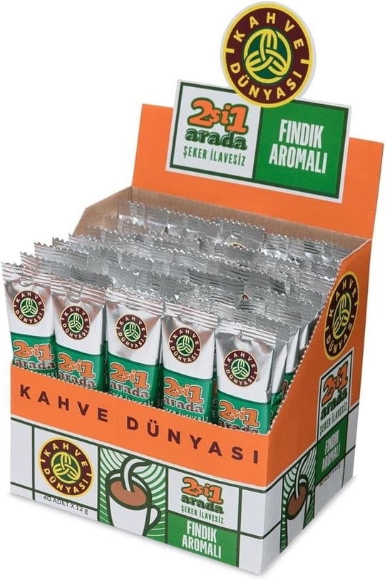 Kahve Dünyası 2Si 1 Arada Fındık Aromalı Hazır Kahve 40lı Paket (12 Gr x 40 Adet)