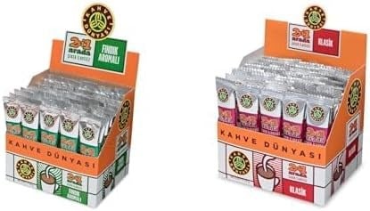KAHVE DUNYASI 2si 1 Arada Fındık Aromalı ve Klasik Hazır Kahve 40lı Paket (12 Gr x 40 Adet)