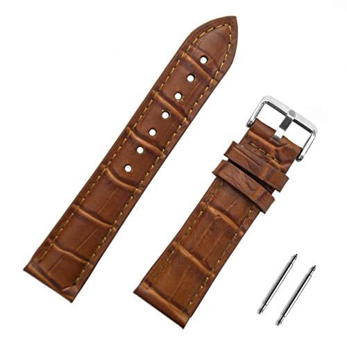 Kahverengi Kroko Hakiki Deri Saat Kordonu Kayış 18-20-22-24mm - Bedenler: 18mm, 22mm, 24mm