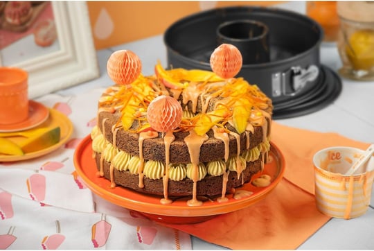 Kaiser Gourmet kelepçeli kek kalıbı, düz ve boru tabanlı, 26 cm, 2 tabanlı, yuvarlak pişirme kalıbı, sızdırmaz, yapışmaz kaplama, 230°Cye kadar ısıya dayanıklı