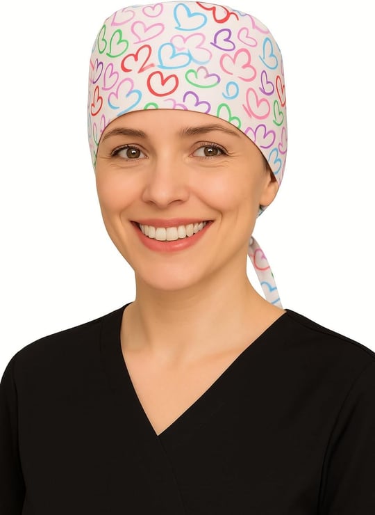 Kalpler Desenli Doktor Hemşire Aşçı Cerrahi Bone Hastane Bone Bandana M010