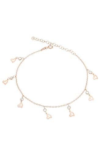 Kalpli Model Zirkon Taşlı Sallantılı Gümüş Kadın Ayak Halhal Rose