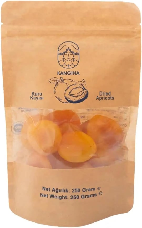Kangina Malatya Sarı Kuru Kayısı 250g - Birinci Sınıf İri Boy,%100 Doğal ve Katkısız, Yumuşak Doku, Gurme Atıştırmalık ve Premium Lezzet
