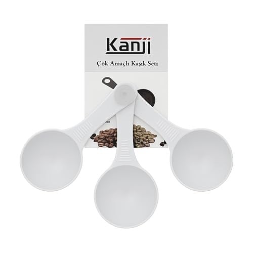 Kanji 6lı Beyaz Ölçü Kaşığı Seti (2 x 3’lü Takım) – 30 ml Plastik Gıda Ölçüm Kaşığı – Kahve, Mama, Baharat ve Toz Karışımlar İçin Gıda Temasına Uygun Pratik Plastik Kaşık