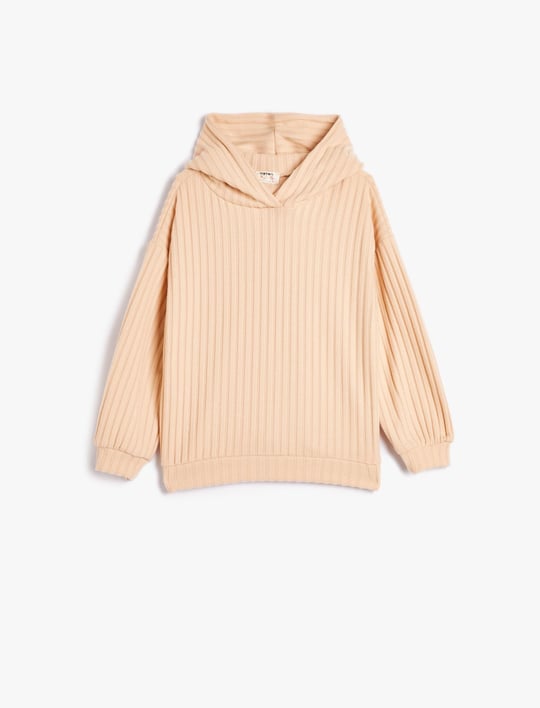 Kapşonlu Sweatshirt Fitilli Yumuşak Dokulu