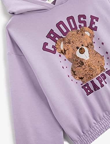 Kapüşonlu Baskılı Sweatshirt Uzun Kollu