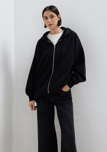 Kapüşonlu Fermuarlı Siyah Sweatshirt 1610221-900