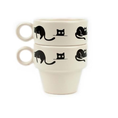 Kara Kedi 2li Espresso Bardak Seti - Hediye Seramik Fincan