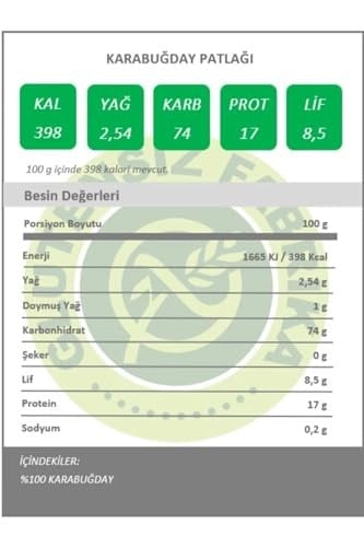 Karabuğday Patlağı Sade 1 Paket Glutensiz Vegan Sade 100 Gram