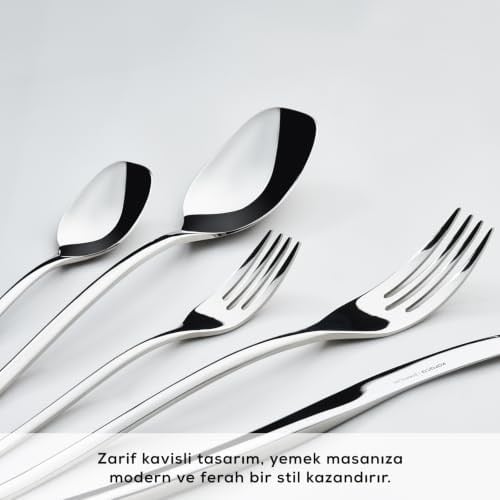 Karaca 316 Elegance Dora Platin 12 Kişilik 84 Parça Çatal Kaşık Bıçak Takımı