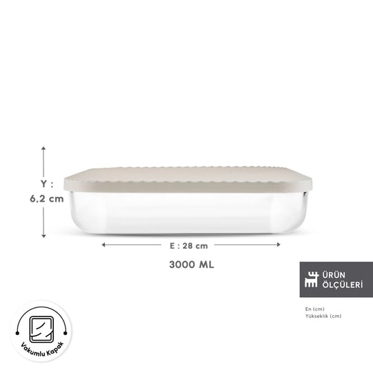 Karaca Bumpy Kare Cam Saklama Kabı 3000 ml
