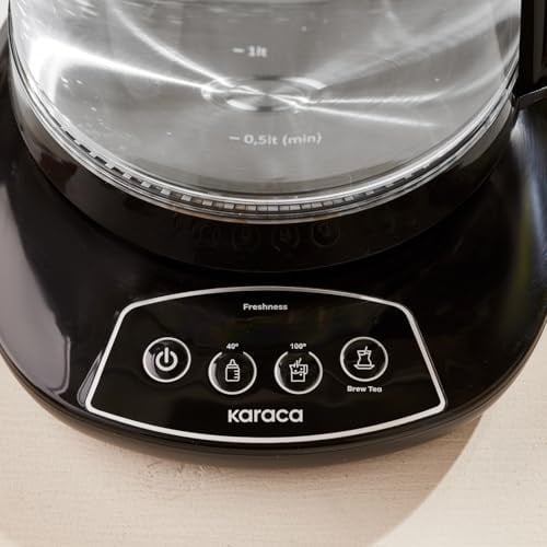 KARACA Çaysever 3 in 1 Konuşan Cam Çay Makinesi Su Isıtıcı ve Mama Suyu Hazırlama 1700W Black