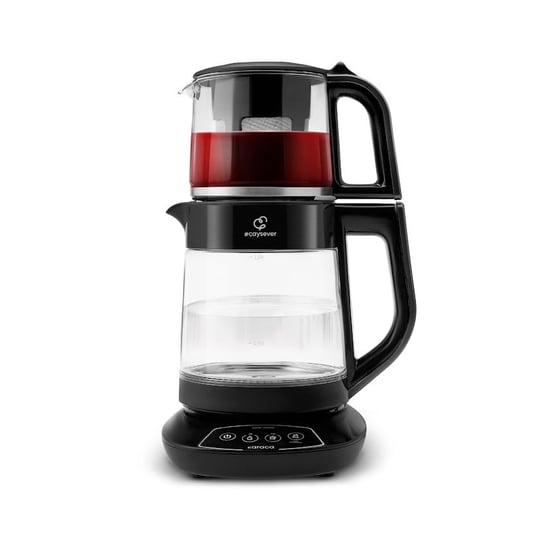 KARACA Çaysever 3 in 1 Konuşan Cam Çay Makinesi Su Isıtıcı ve Mama Suyu Hazırlama 1700W Black