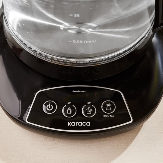 KARACA Çaysever 3 in 1 Konuşan Cam Çay Makinesi Su Isıtıcı ve Mama Suyu Hazırlama 1700W Black