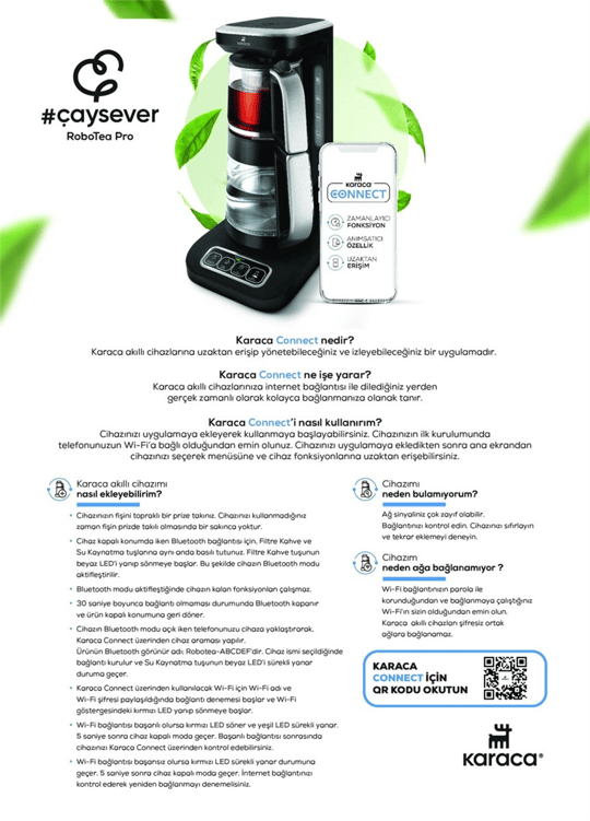 Karaca Çaysever Robotea Pro Connect 4 in 1 Konuşan Cam Çay Makinesi Rosegold