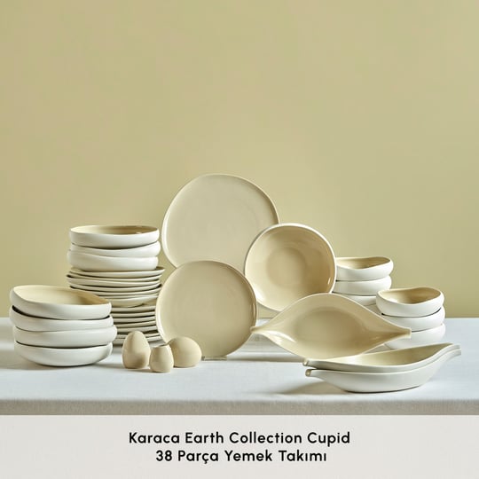 Karaca Earth Collection Cupid 38 Parça 8 Kişilik Yemek Takımı Krem