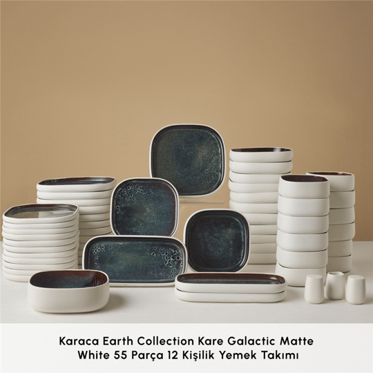 Karaca Earth Collection Galactic Shiny Black 55 Parça 12 Kişilik Yemek Takımı