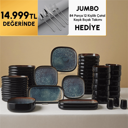 Karaca Earth Collection Galactic Shiny Black 55 Parça 12 Kişilik Yemek Takımı