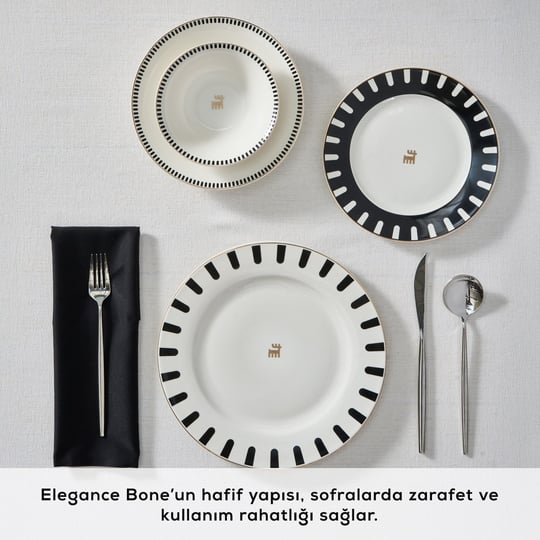 Karaca Elegance Bone 50.Yıl İmza Koleksiyonu Kore 24 Parça 6 Kişilik Yemek Takımı